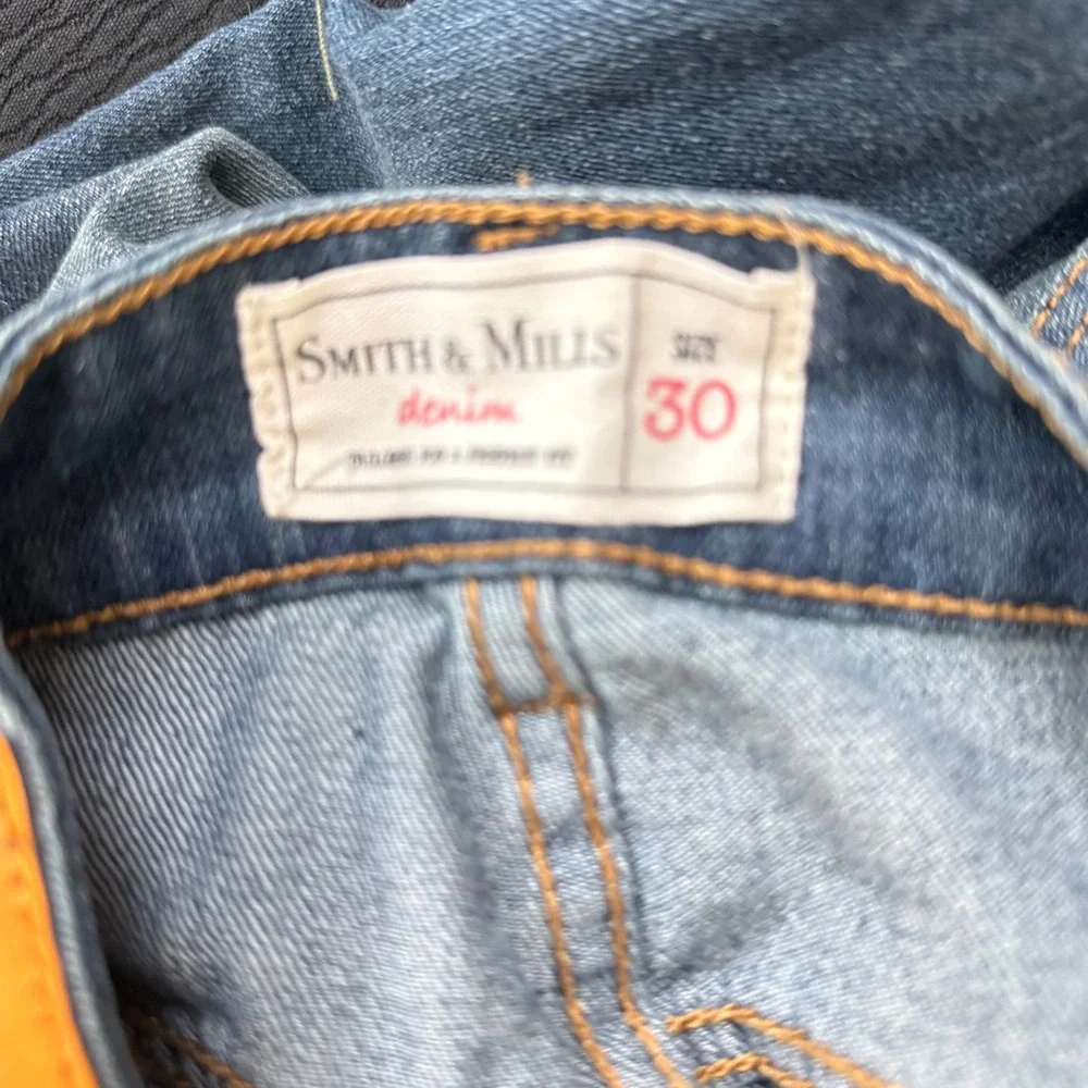 Smith & Mills Mens Cotton Jeans Size 30 Blue Slim Fit Dark Wash Denim
